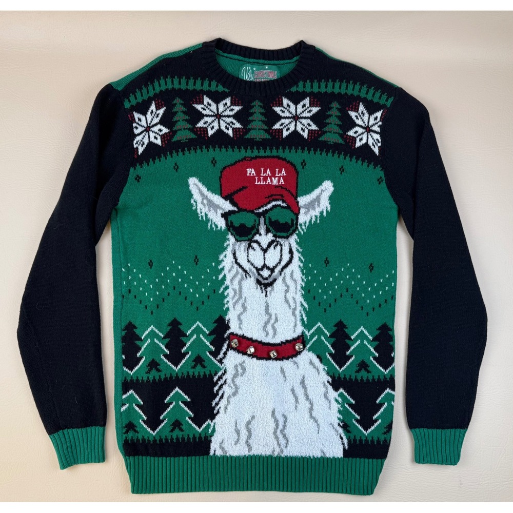 Ugly Christmas Sweater Llama Cotton Blend Jingle Bells Size L Ugly Christmas